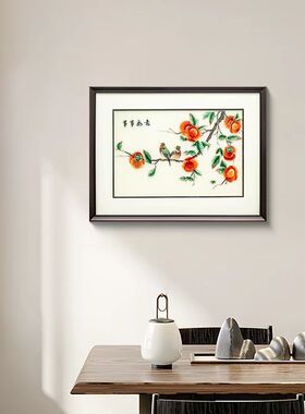S3918 K新中式餐厅装饰画刺绣挂画中国风高端客厅饭厅玄关墙壁画