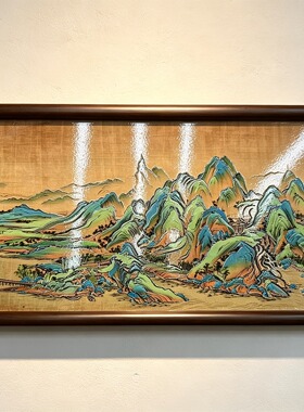 S2341新中式餐厅客厅玄关书房会客室瓷板挂画千里江山图2242
