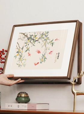 北美黑胡桃实木电表箱装饰画挂画翻盖新中式遮挡闸盒弱电开关盒画