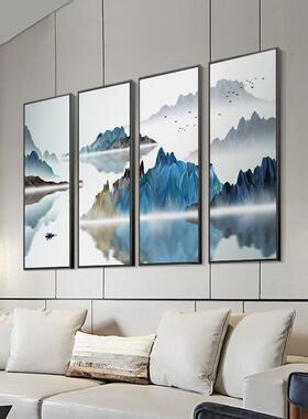 新中国风客厅装饰画、大气中殿画、茶室壁画、水墨山水画、禅宗黑