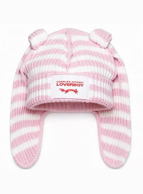 【正品现货】Charles Jeffrey Loverboy帽子新款细条纹兔耳帽冷帽