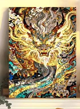 爆款粉红豹数字油画DIY创意礼物