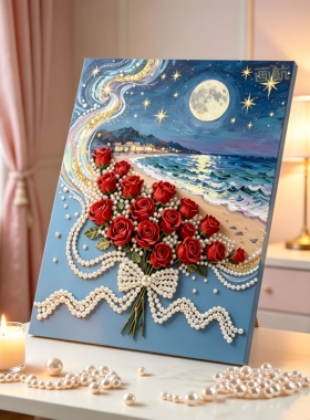珍珠画DIY手工樱花富士山装饰画