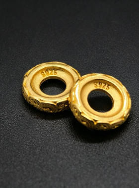 S925银制品金色唐草纹祥云隔片古法文玩百香籽椰蒂珠子垫片配件