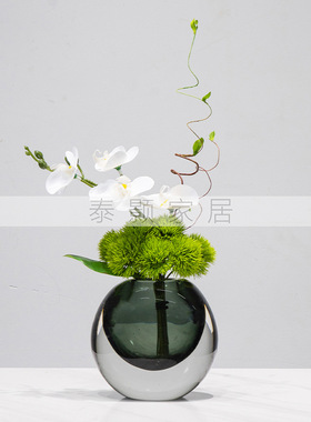 现代简约售楼处洽谈桌仿真花艺米兰琉璃花瓶花束客厅桌面装饰摆件