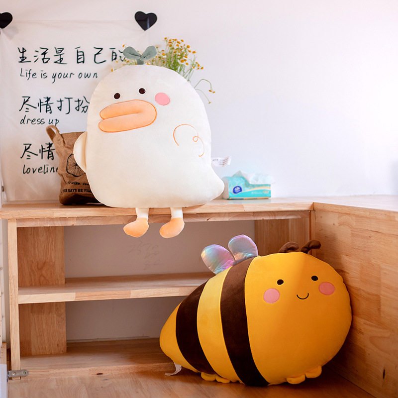 Cute Duck Bee Pillow Office Chair Lumbar Backrest Children's Room Bay Window Decoration Bedside Cushion Girly Heart