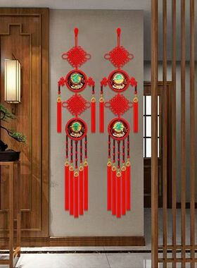 手工编织中国结立体玉雕对联挂件