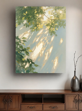 植物光影装饰画客厅卧室玄关挂画油画布多尺寸可选