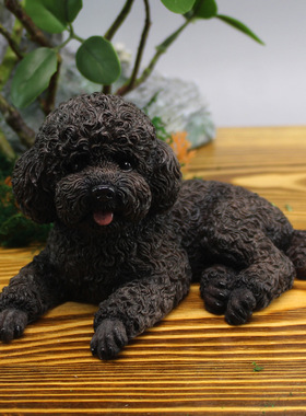 家居桌面仿真泰迪犬摆饰车内装饰品可爱狗摆件跨境树脂工艺品礼物