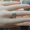 Vintage Middle Ages European Return 925 Silver Hollow Carved Ring No. 19