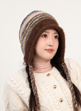 秋冬女加厚包头护耳针织帽显脸小