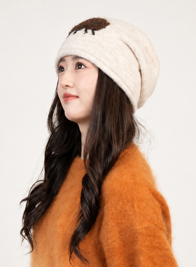 小羊针织堆堆帽女保暖显脸小