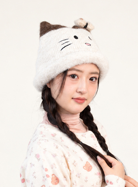 秋冬季猫咪毛绒包头护耳帽显脸小