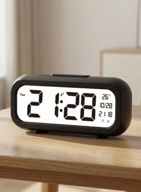电子时钟学生学习专用简约LCD电子闹钟卧室桌面智能儿童闹钟跨境