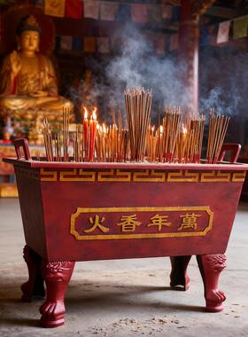 祠堂寺庙镀锌板铸铁香炉方形平口户外道观室内烧香大型寺院香火炉