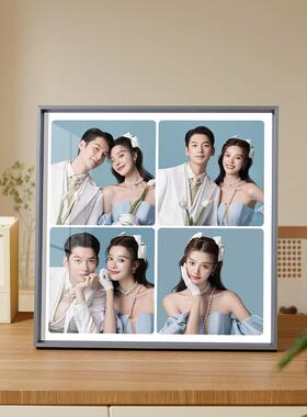 方形四宫格婚纱照相框摆台定制洗宝宝儿童相片制作相册放大全家福