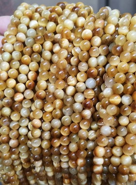 厂家直供优化金虎眼石散珠4mm梦幻虎眼石圆珠串珠diy饰品配珠散批