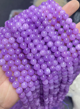 晶德珠宝 仿紫锂辉玉髓散珠紫色新疆玉髓圆珠diy手链饰品配件