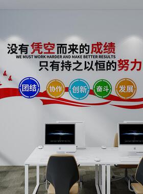 企业文化公司布置激励志团队员工文化标语办公室会议背景墙面装饰