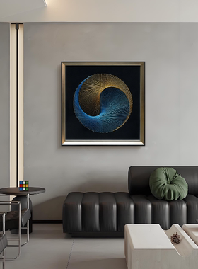现代轻奢几何钉子绕线画客厅办公室抽象立体装饰画8080