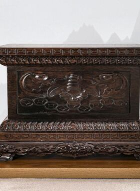 黑檀佛像金刚底座财神关公观音菩萨供奉台摆件工艺品实木底托加高