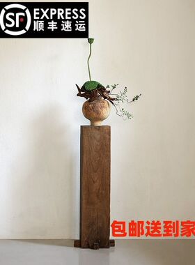 香樟木大规格原木整料侘寂风复古实木墩客厅茶室玄关装饰花架摆件