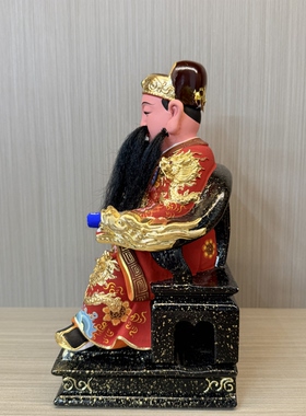香樟木神像文昌帝君家用客厅供奉12寸整木雕刻非遗工艺漆线工艺