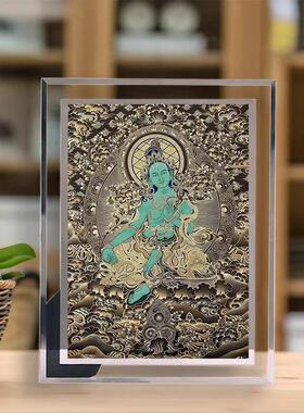 唐卡菩萨照片高颜摆台高级居家装饰水晶相框送朋友礼物桌面摆件