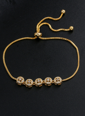 唯曼女铜合金锆石时尚手链抽拉式