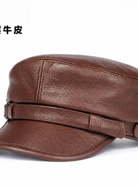 高档头层牛皮英伦贝雷帽秋冬