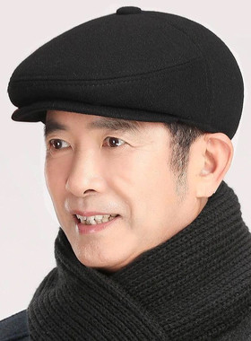 冬季中老年男士加绒护耳鸭舌帽