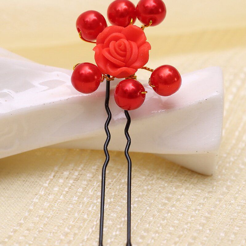 抖音新款手工珍珠软陶新娘造型发簪 tsangkai曾家银发饰