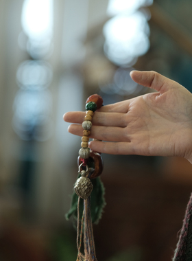 干青古银牛骨手串手链文玩