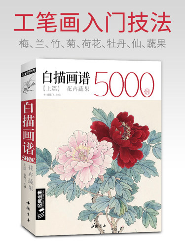 经典全集 白描画谱5000例上篇花卉蔬果正版工笔画入门教程成人白描工笔底稿花鸟鱼虫侍女工笔画手绘线描画牡丹水仙树叶白描画集 - 图3