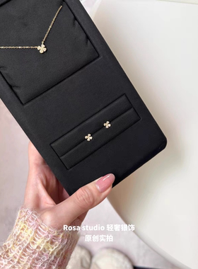 S925纯银轻奢爆款四叶草微镶锆石高级感项链