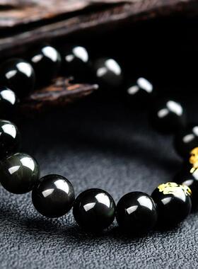 五行属水黑曜石手链2025