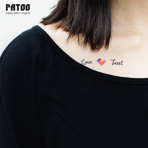 【PATOO怕痛】原创纹身贴 爱与信任 Love & Trust 情侣创意礼品 - 图1