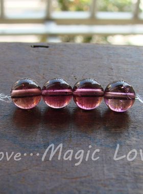 【Magic Love】天然老料玻璃体粉碧玺7.2-7.4mm圆珠一组◎特价