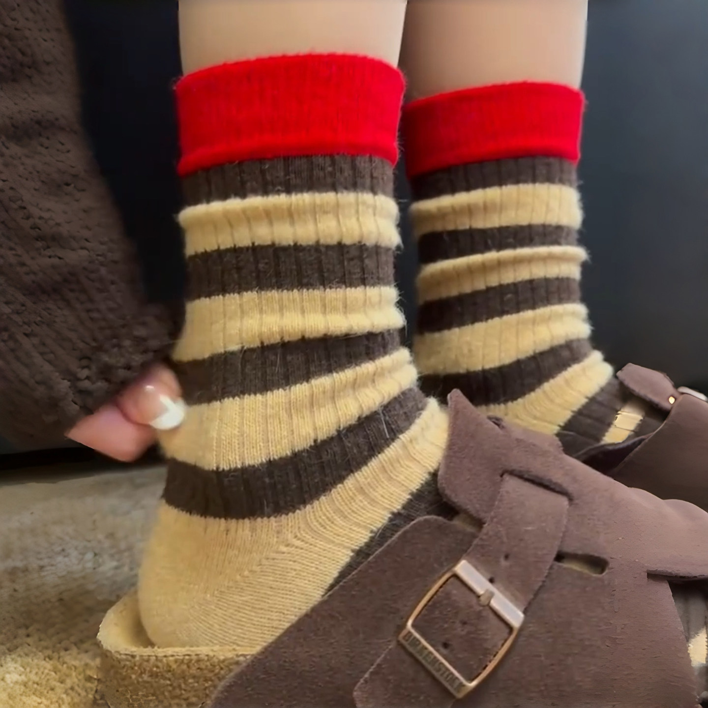 秋冬氛围感~真的不能拒绝这复古又貌美的条纹羊毛袜袜~袜子女厚款,淘宝优惠券,粉丝福利购,淘宝优惠卷