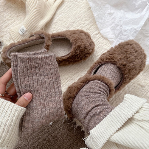 boom bomb杂色秋冬加厚绒羊毛袜韩国并线保暖堆堆袜ins女款百搭潮 - 图2