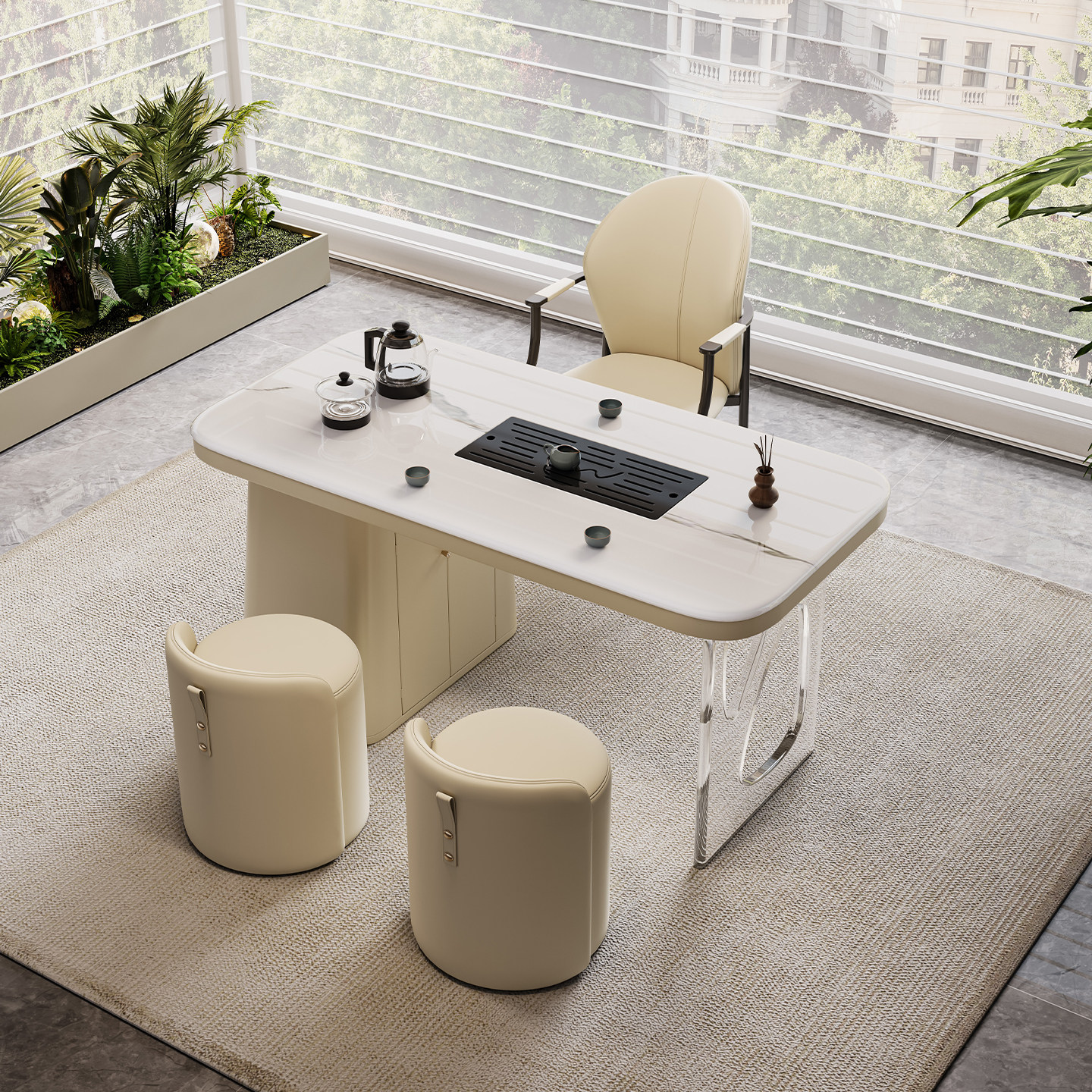 天然轻奢超晶石茶桌椅组合新款阳台高端岩板茶台现代高级感泡茶桌,淘宝优惠券,粉丝福利购,淘宝优惠卷