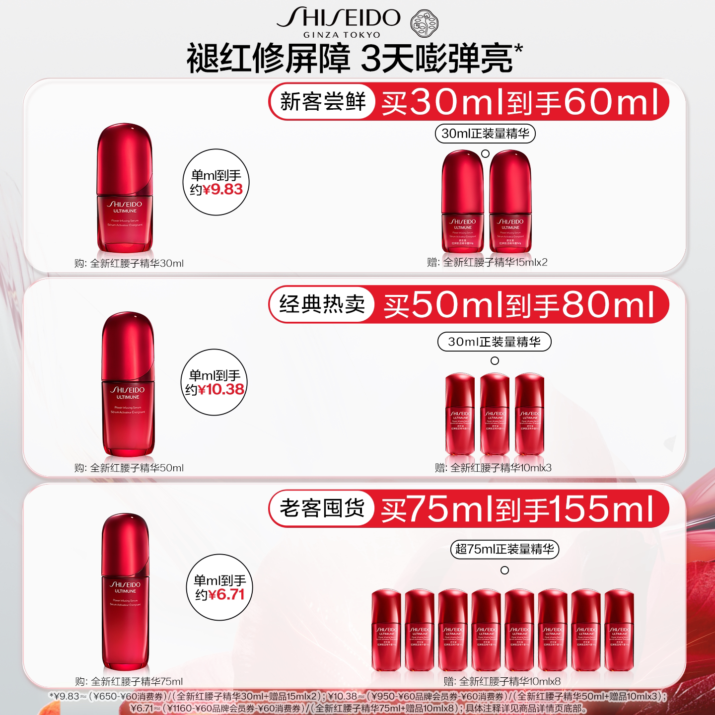 【618现货速抢】资生堂新红妍肌活红腰子精华液面部精华露紧致