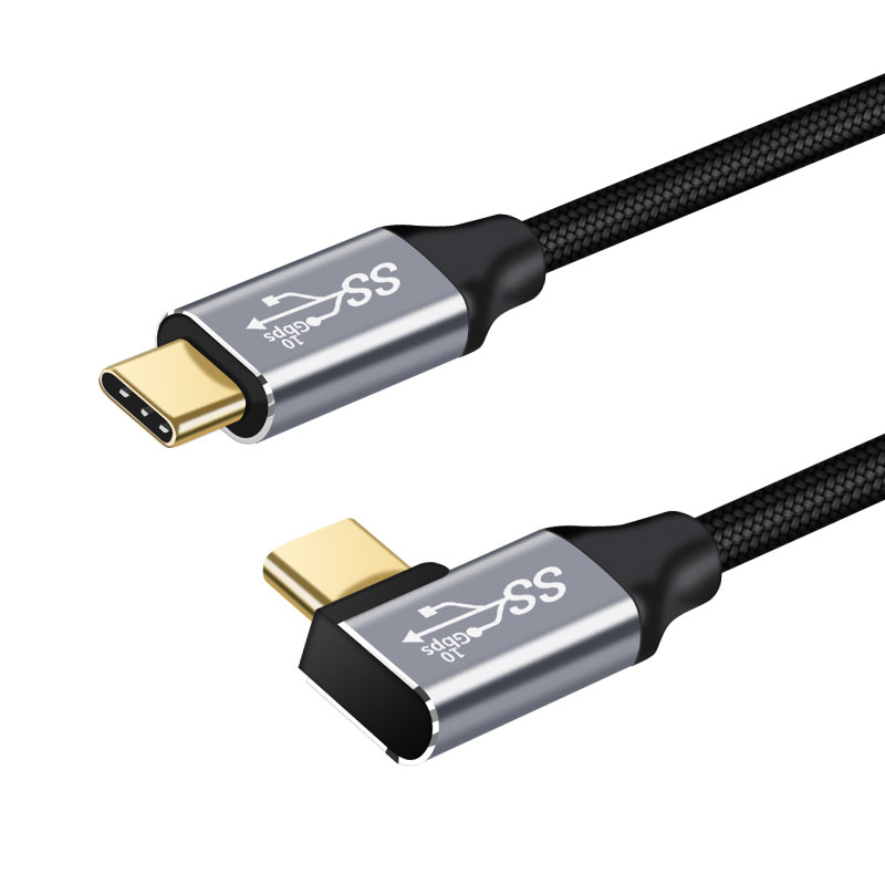 Type-C数据线90度弯头C2C全功能TAPYC充电TPYC双头L型TYEPC直角USB3.1转TAYPC两端TYPRC视频TYPECTOTYPEC扁口 - 图0