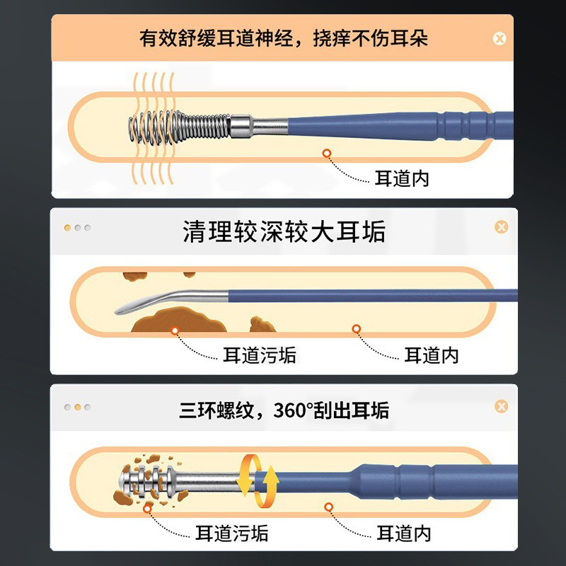 CA挖耳勺套装掏耳朵耳屎神器采耳专业工具家用成人耳扒扣耳勺全套-图2