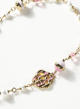 FOR DAYS 粉色果冻山茶花小香风长款项链