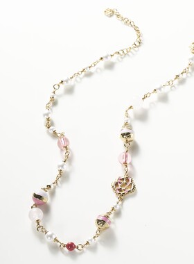 FOR DAYS 粉色果冻山茶花小香风项链