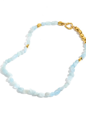 【罗娜专属】FOR DAYS 复古海蓝色石头拼接金属串珠项链