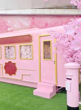 复古有轨电车模型景区创意摆件