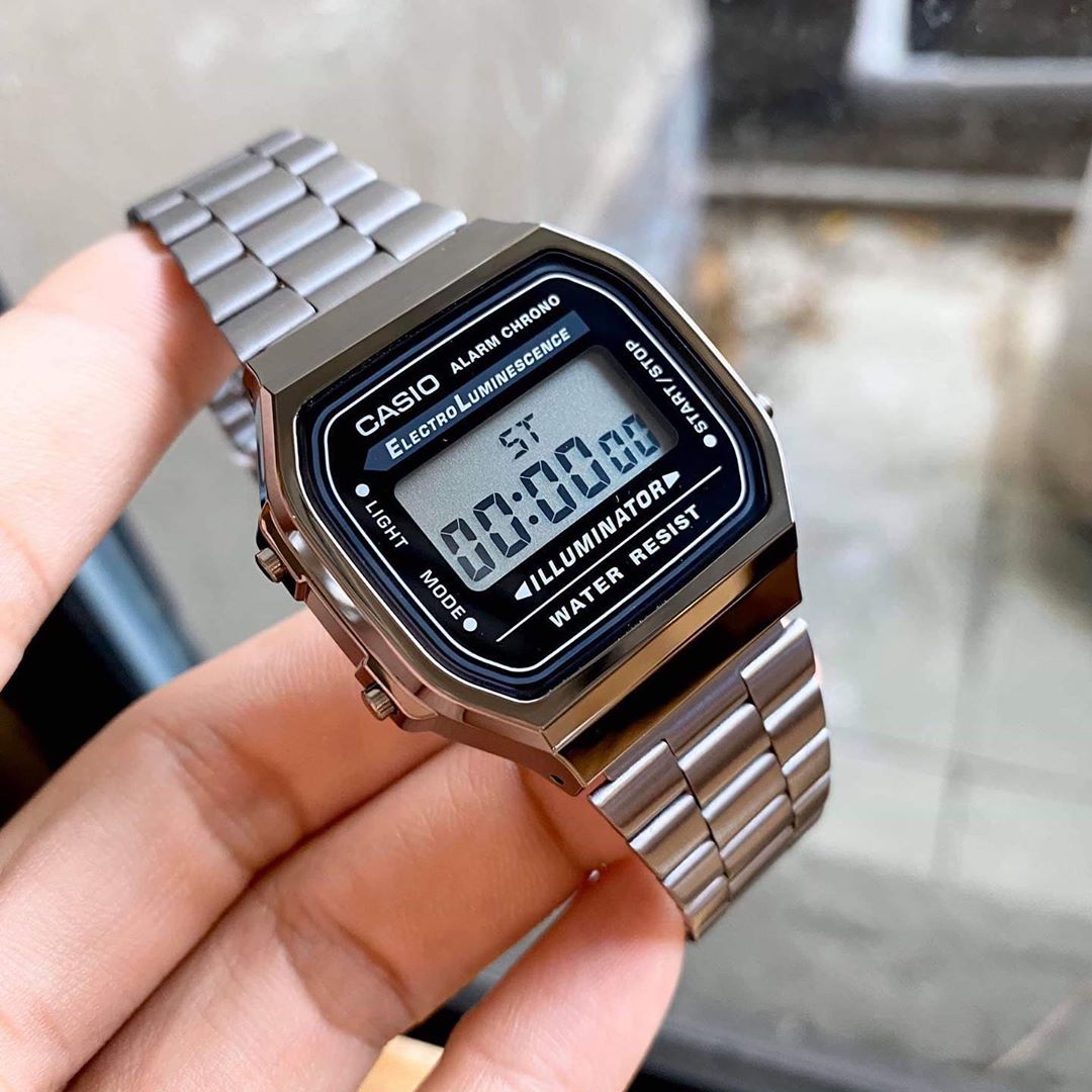 【纯黑有格调】卡西欧casio 复古小方块 电子手表男A168WGG-1A/1B - 图2