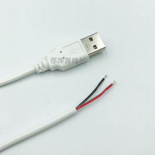 白色两芯USB单头上锡电源线 5V灯具DIY电源线 USB公头充电线1米 - 图3
